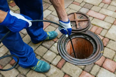 Plumber cleaning an outdoor sewer drain in Chula Vista